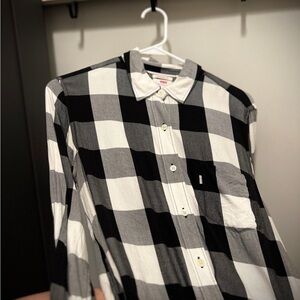 Levi's Black and White Buffalo Check Button-Up Shirt